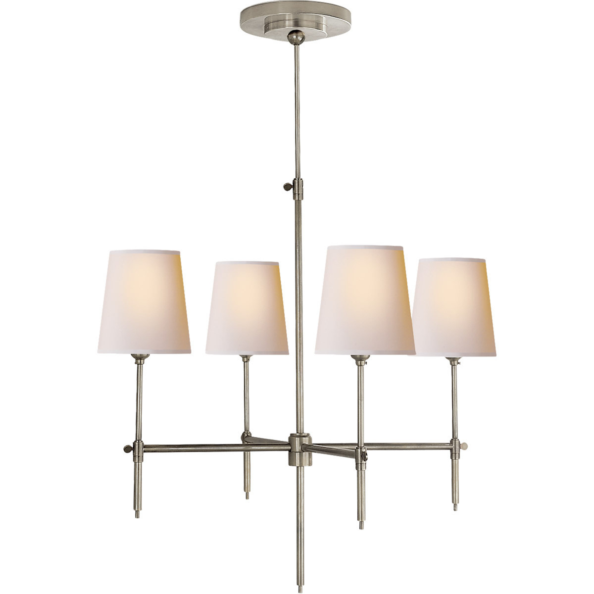 Thomas O'Brien Bryant 4 Light 26 inch Hand-Rubbed Antique Brass Chandelier Ceiling Light with lampshade for dinning room bedroom