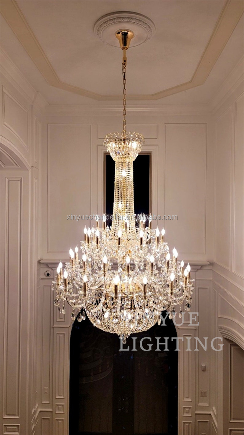 Luxury Crystal Maria Chandelier Classic Traditional Lighting Fixture 64 Candle Lights for Hotel Showroom Entry Wedding Hall