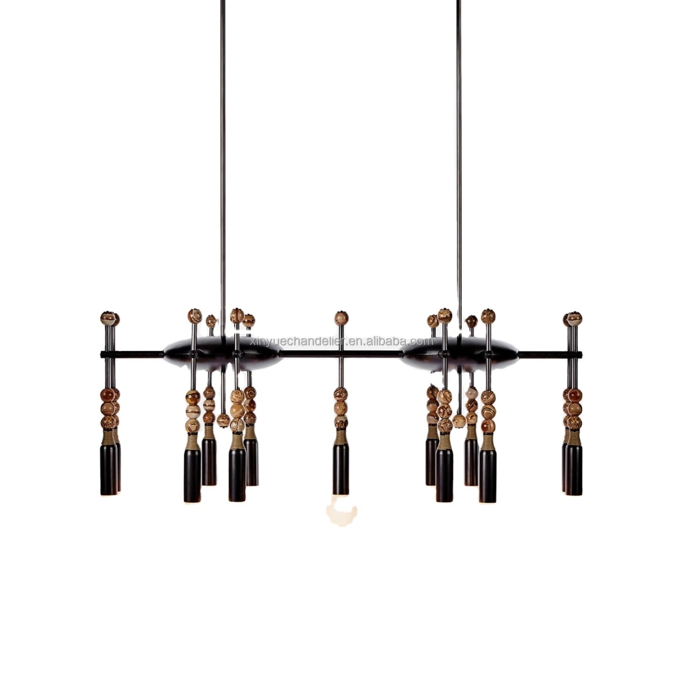 Designer Retro Art Copper Agate Chandelier Decorative Coffeeshop Restaurant Dining Room Apparatus Hanging Light Pendant Light