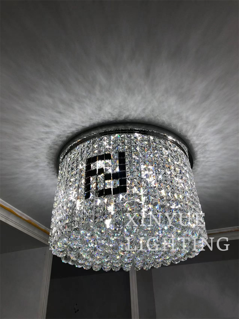 Contemporary Circular Round High Class K9 Crystal Pendant Led light Indoor Lighting Modern Chandelier Flush Mount