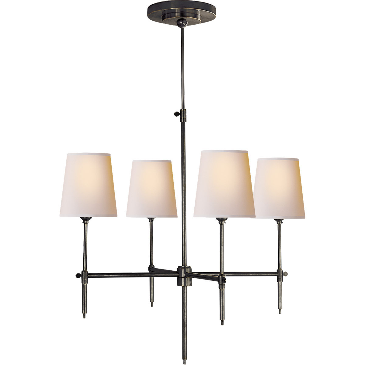 Thomas O'Brien Bryant 4 Light 26 inch Hand-Rubbed Antique Brass Chandelier Ceiling Light with lampshade for dinning room bedroom