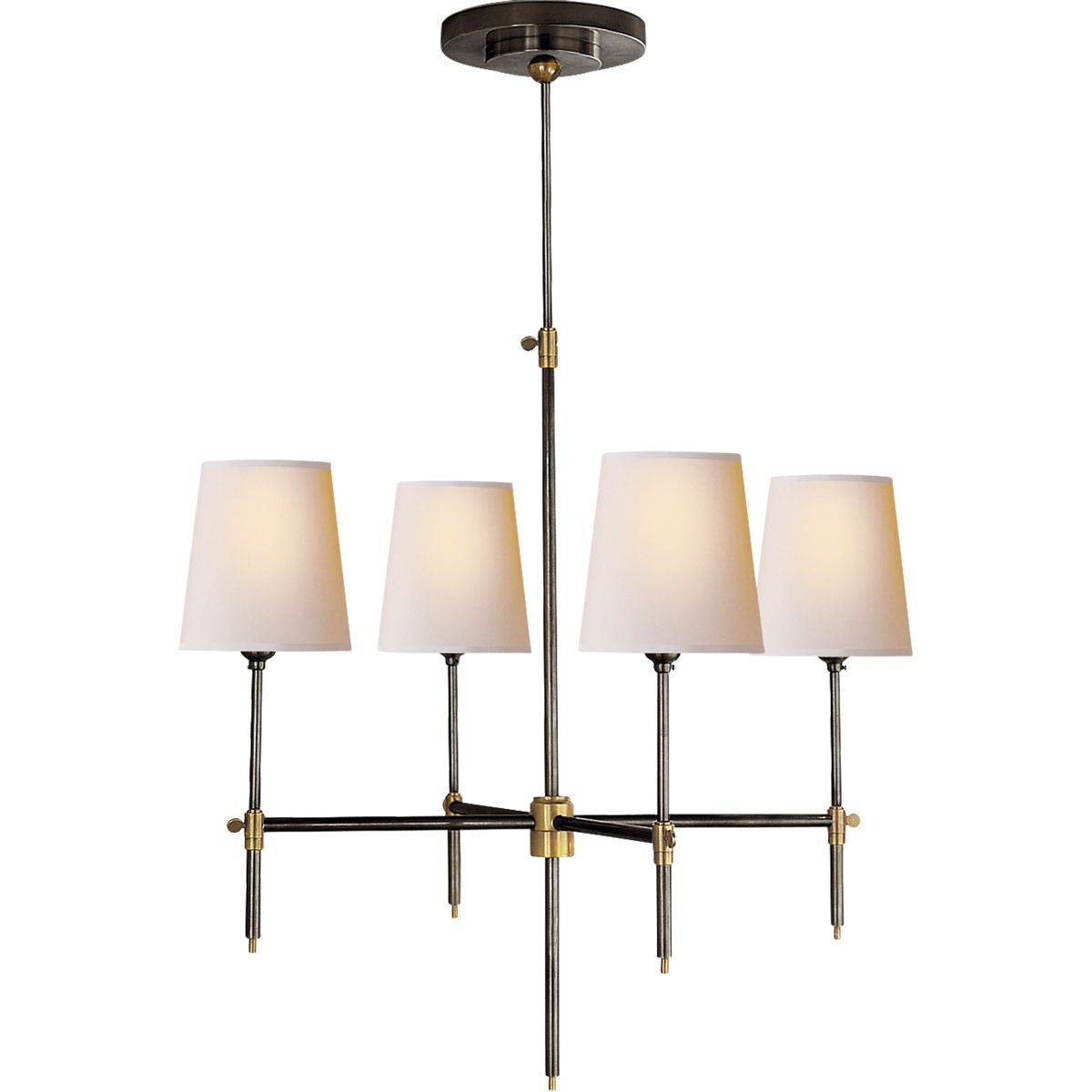 Thomas O'Brien Bryant 4 Light 26 inch Hand-Rubbed Antique Brass Chandelier Ceiling Light with lampshade for dinning room bedroom