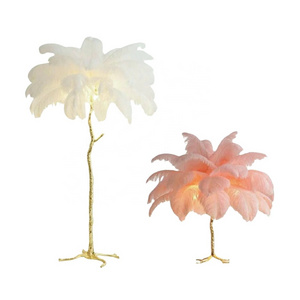 Custom Modern Ostrich Feather Floor Light Living Room Pure Copper Luxury Tree-Shaped Decoration Floor Lamp