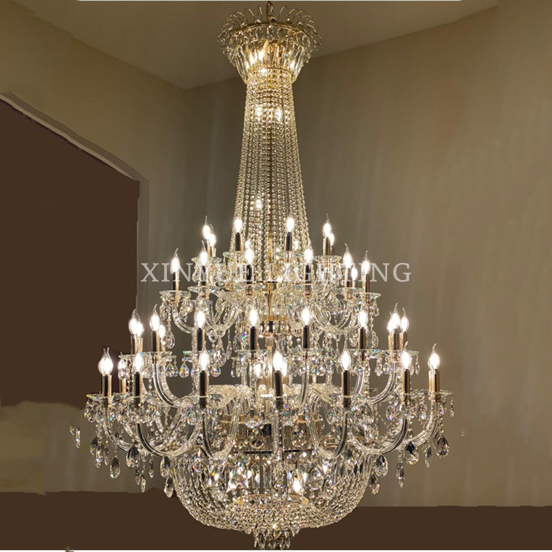 Luxury Crystal Maria Chandelier Classic Traditional Lighting Fixture 64 Candle Lights for Hotel Showroom Entry Wedding Hall