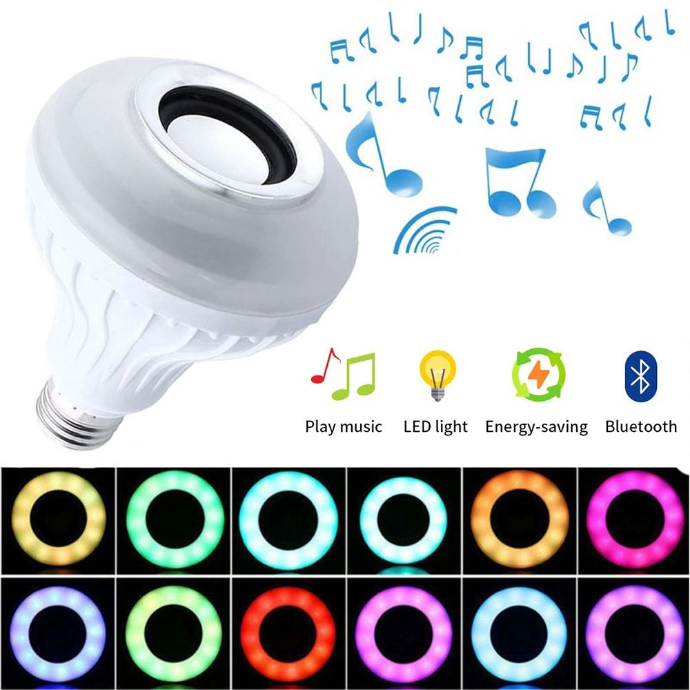 E26 E27 base RGB Multicolor Remote Control Wireless Led Smart Bulb With Speaker