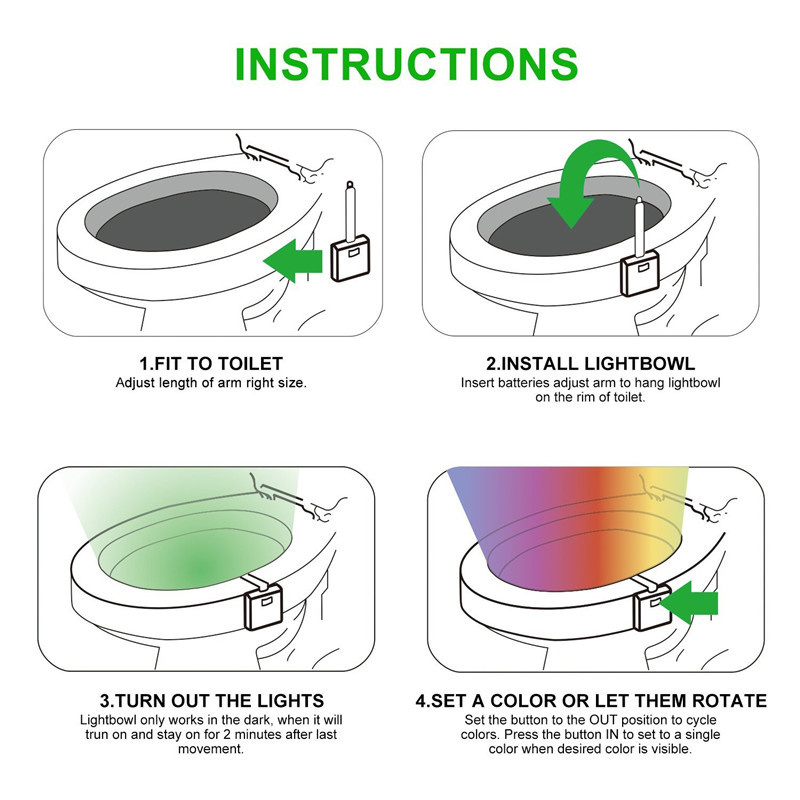 Glow bowl toilet light motion sensor battery powered toilet bowl led night lights waterproof toilet bowl light