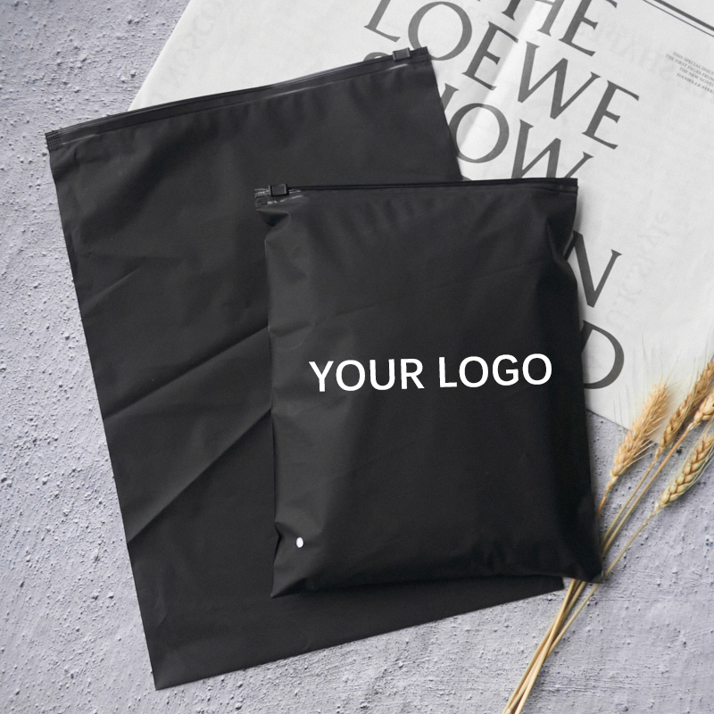 custom printing logo black frosted pvc eva plastic zipper bag zip lock packaging bags for clothing underwear