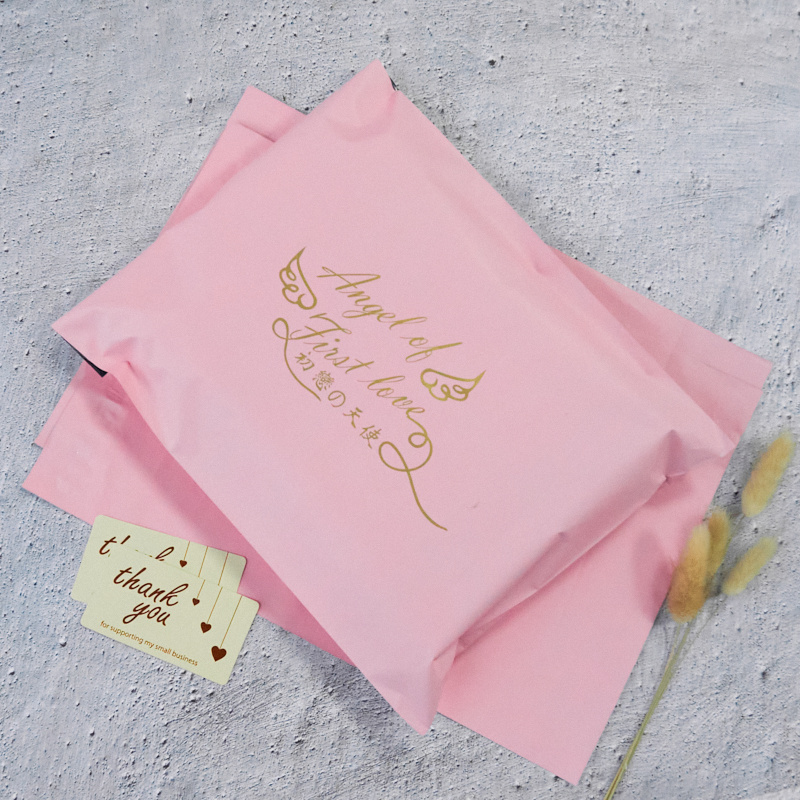 customized logo reusable pink poly mailer plastic mail envelopes packaging shipping clothes bag for postal