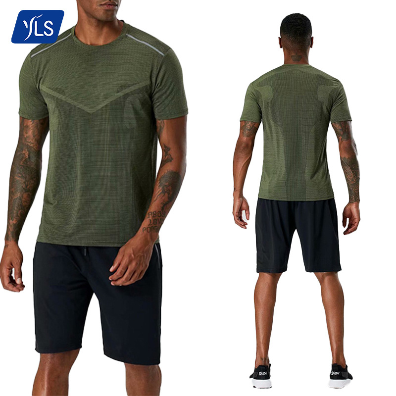 YLS Breathable Men's Compression Shirt Gym Sports Running T-Shirt Fitness Workout Bodybuilding Shirts Polyester T Shirt