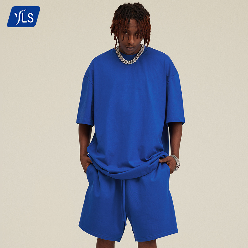 YLS Summer New Wholesale Clothing Gym Short Set Men Street Wear Oversize Solid Tracksuit T-Shirt And Shorts Set For Men