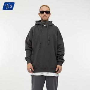 YLS High Quality 350 GSM Cotton Blank Plain French Terry Oversized Hoodies Custom Logo Plus Size Men's Hoodies With Side Pockets