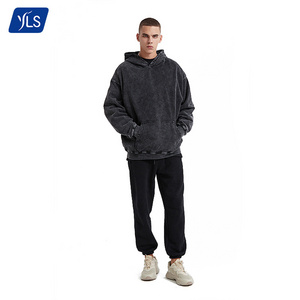 YLS Unisex Sweatsuits Custom Heavy Cotton Terry Sweatpants Jogger SETS Streetwear Acid Wash Hoodie Men Sweatsuit Set Tracksuit