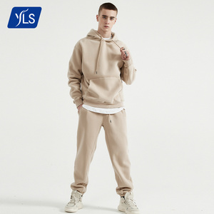 YLS Wholesale Bulk Mens Running Wear Custom Blank Fleece Jogger Sweatsuits Sets Hoodie Sweatshirt 2 Pieces Set Tracksuit