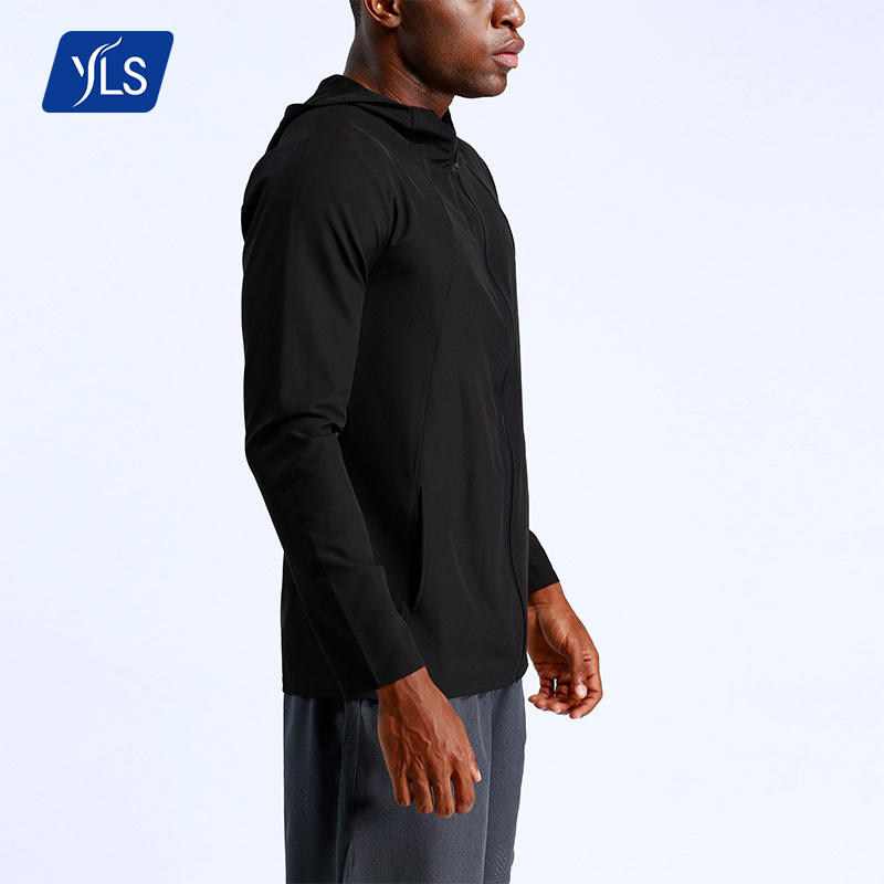 YLS New Design Athletic Wear Active Custom Logo Jogging Zip Up Men Jackets Coats Workout Clothing