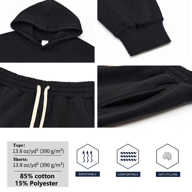 YLS OEM Custom Two Piece Outfit Set Tracksuits Wholesale Plain Blank Sweatsuit Jogger Hoodie Fleece Tracksuit For Man