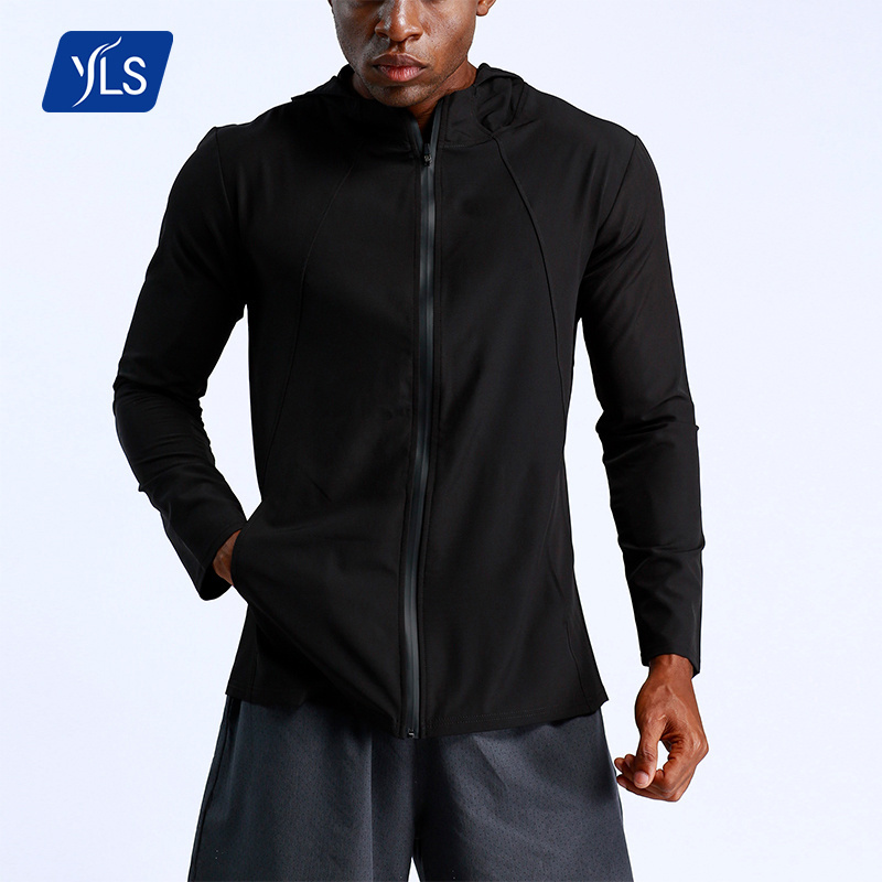 YLS New Design Athletic Wear Active Custom Logo Jogging Zip Up Men Jackets Coats Workout Clothing