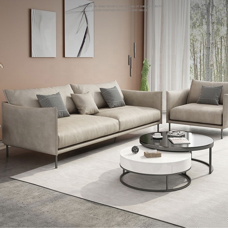 Italian Design Luxury Leather Sofa Modern Living Room Hotel Lobby Sofa Set Foshan Furniture