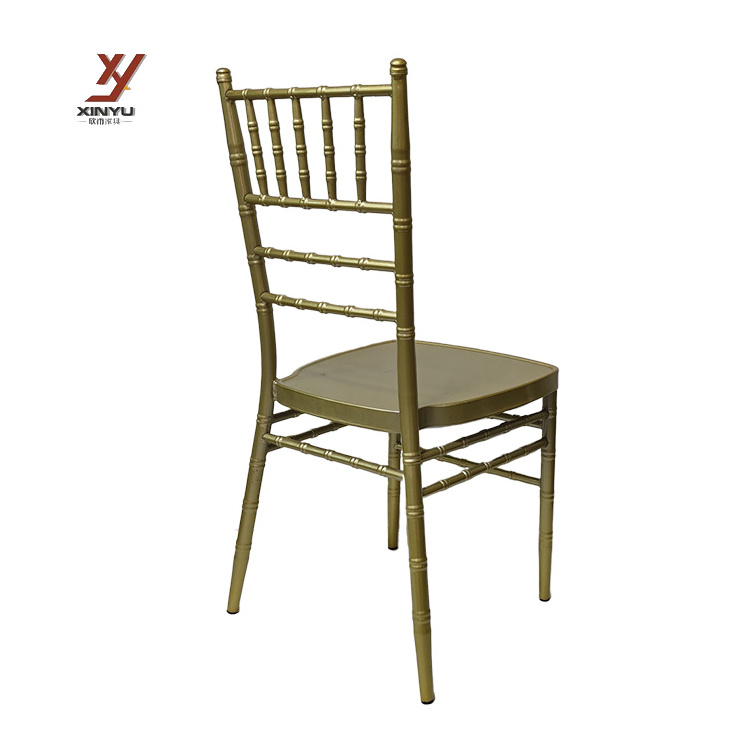 Best Selling Gold White Metal Aluminum Tiffany Chair With Pu Leather Cushion Chiavari Wedding Chair