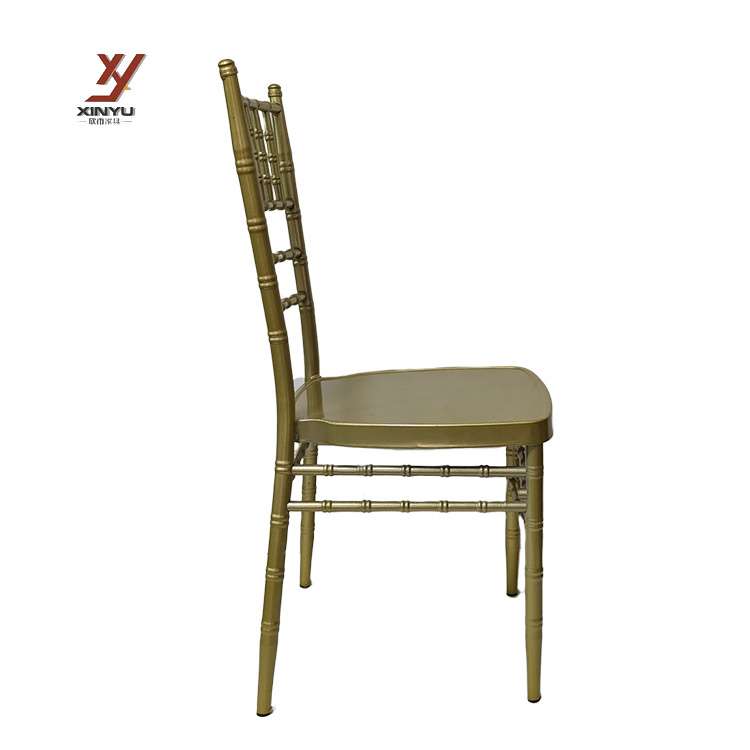 Best Selling Gold White Metal Aluminum Tiffany Chair With Pu Leather Cushion Chiavari Wedding Chair