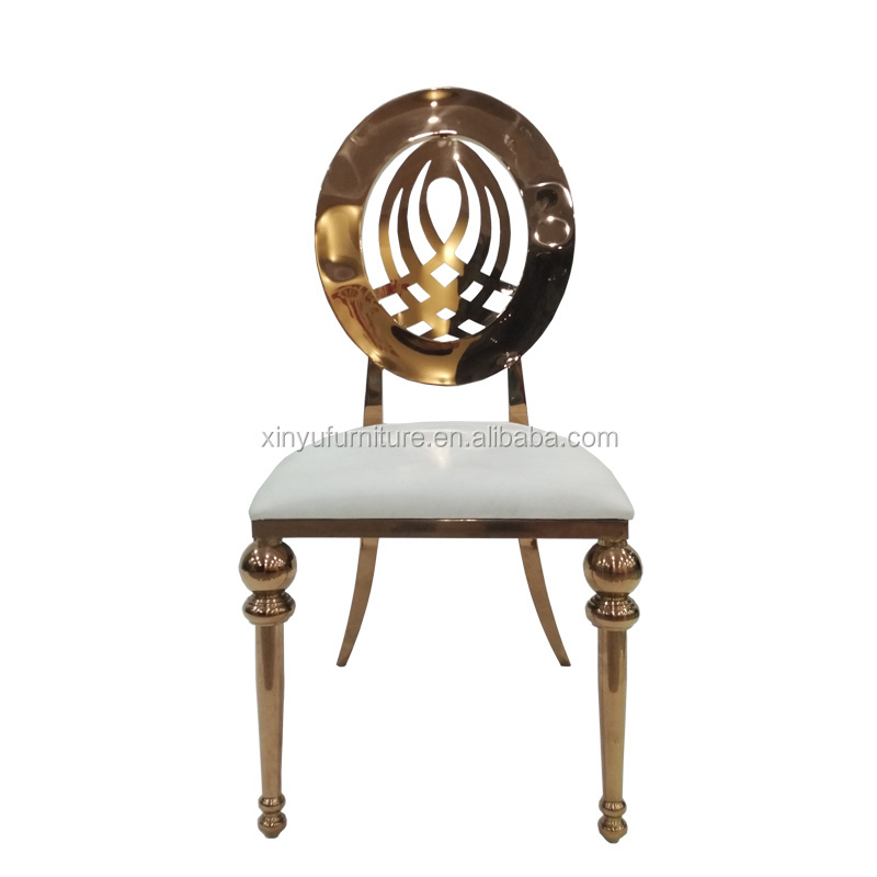 Modern new design round back wedding decor stackable stainless steel luxury rental wedding event chairs