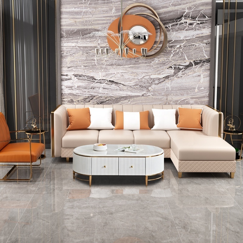 Foshan manufacturer luxury modern home living room leather sofa set l shaped lounge sofa recliner