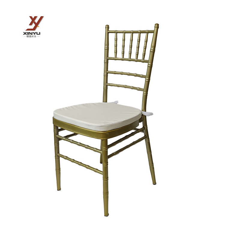 Best Selling Gold White Metal Aluminum Tiffany Chair With Pu Leather Cushion Chiavari Wedding Chair