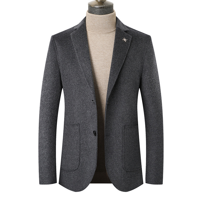 Hot Wool Double-sided Tweed Suit Men's Jacket Men's Clothing Handsome Small Suit Top Fat Fat Plus Size 1 Piece Adults Knitted