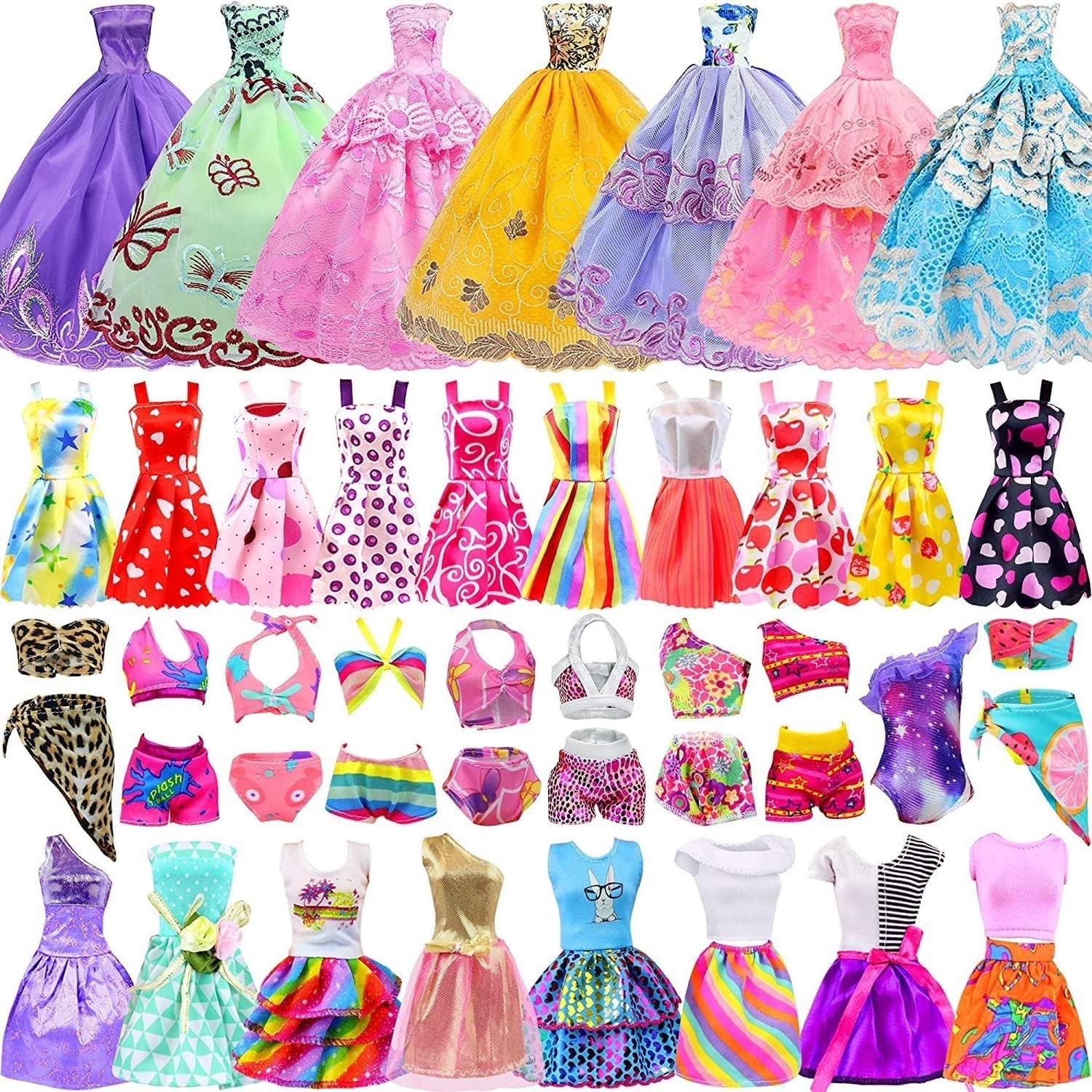 101 Pcs 11.5 Inch Doll Closet Wardrobe with Clothes Dresses Shoes and Other Accessories for 11.5 Inch Girl Doll Stuff Kids Girl