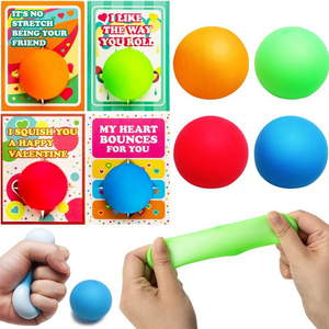 Valentines Day Gift Cards with Stress Ball Set Stretchy Toy Balls Sensory Squeeze Toys Stress Relief Fiddget Toys for Kids