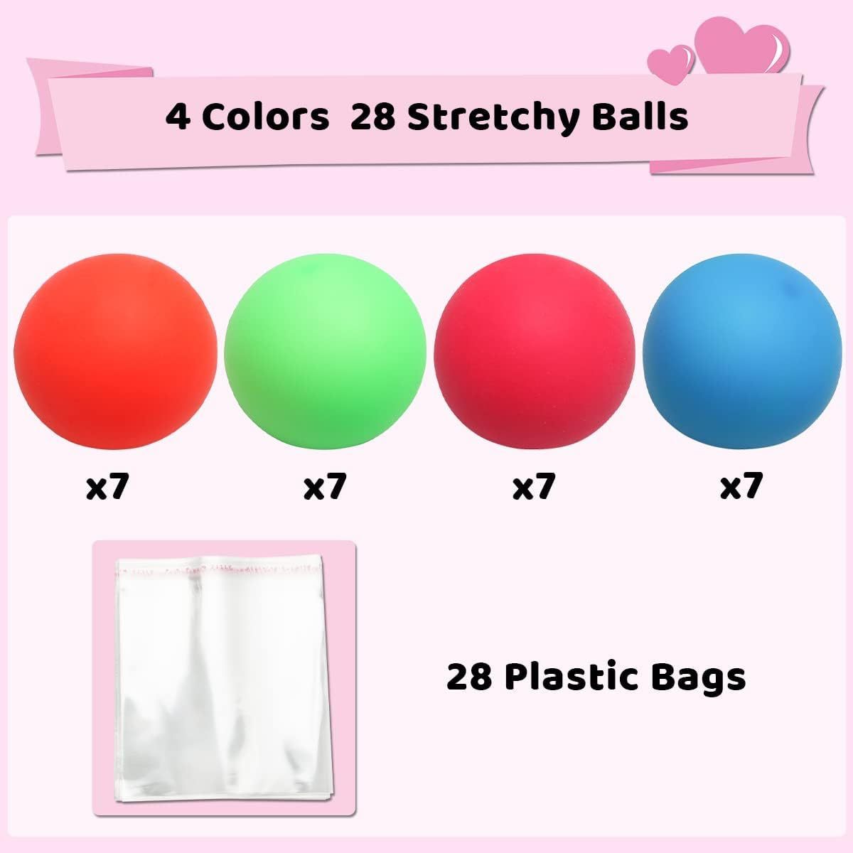 Valentines Day Gift Cards with Stress Ball Set Stretchy Toy Balls Sensory Squeeze Toys Stress Relief Fiddget Toys for Kids