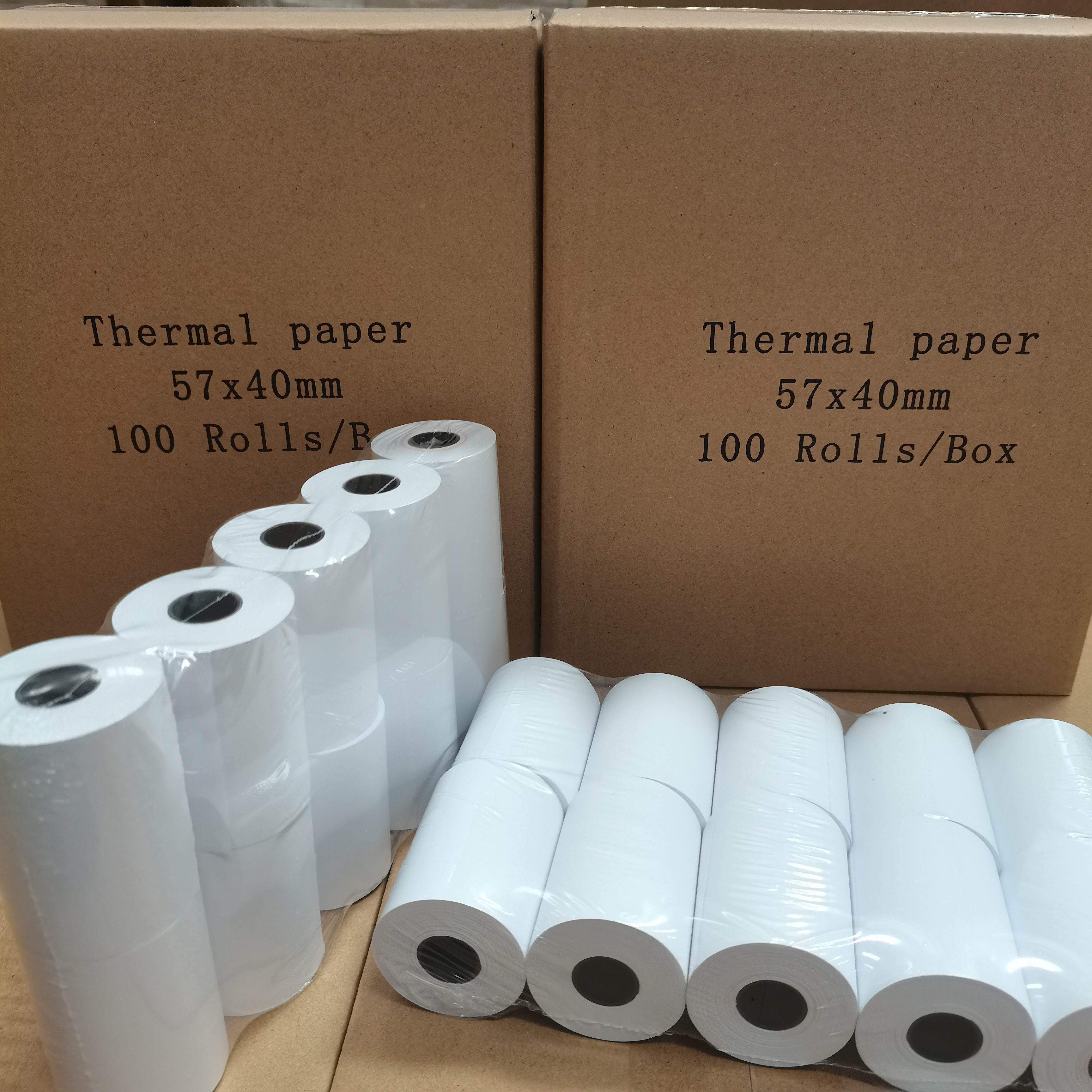 factory directly supplies 57x40mm thermal cash register paper roll 55gsm high white for POS machine selling shop receipt paper