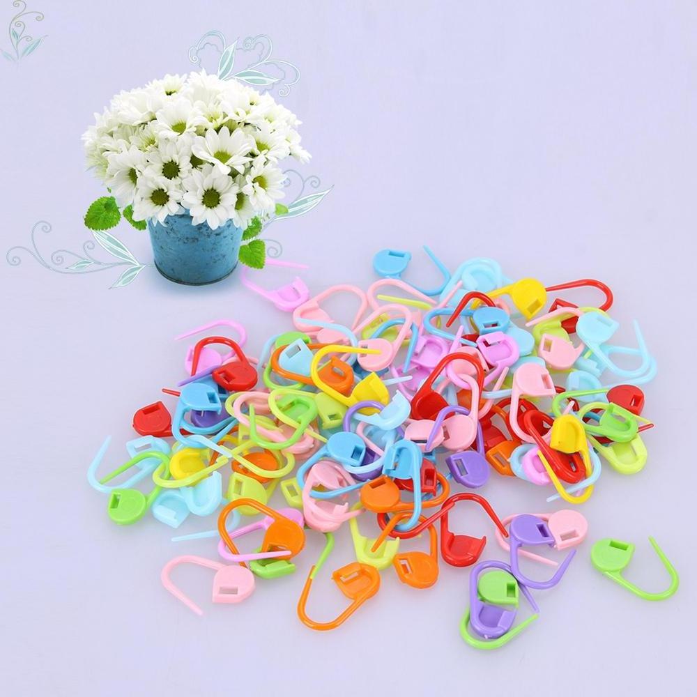 100pcs/bag Mix Color Plastic Knitting Tools Locking Stitch Markers Crochet Latch Knitting Tools Needle Clip Hook