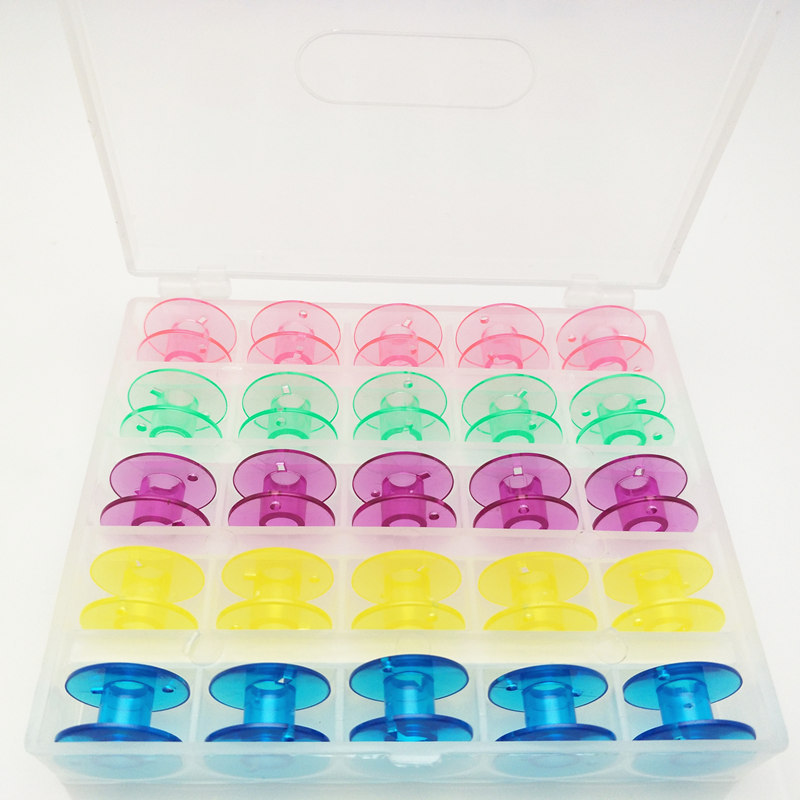 25Pcs Plastic Empty Colourful Bobbins Sewing Machine Spools Plastic Case Storage for Home Needlework Tool Sewing Accessories