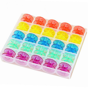 25Pcs Plastic Empty Colourful Bobbins Sewing Machine Spools Plastic Case Storage for Home Needlework Tool Sewing Accessories