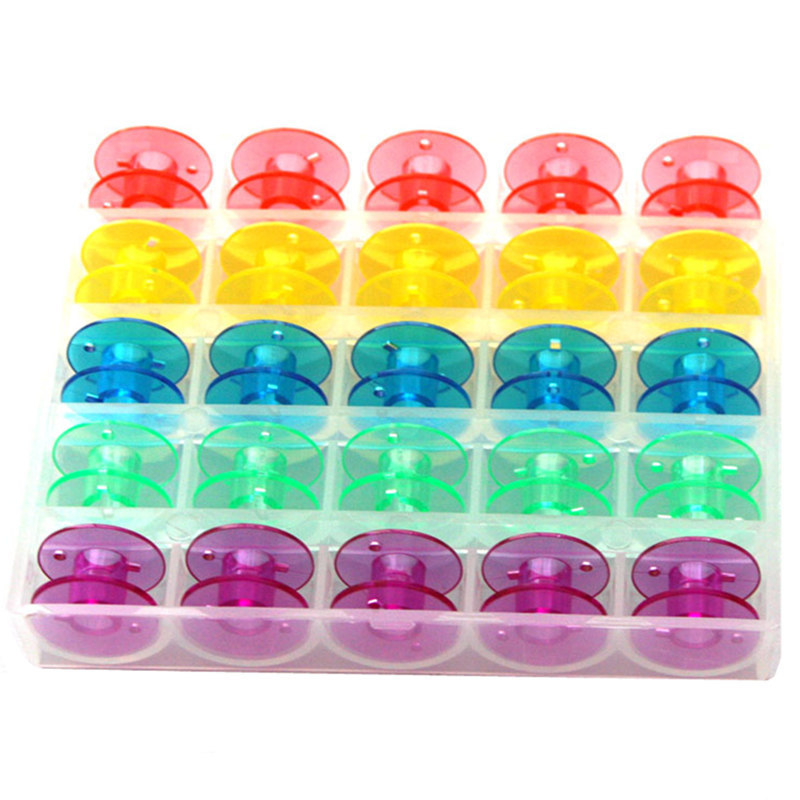 25Pcs Plastic Empty Colourful Bobbins Sewing Machine Spools Plastic Case Storage for Home Needlework Tool Sewing Accessories