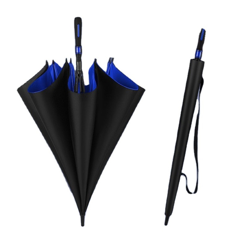 New Arrival High-end Red Blue Upgrade Durable Windproof Long Handle Umbrellas With Waterproof Sleeve Customized Logo Color