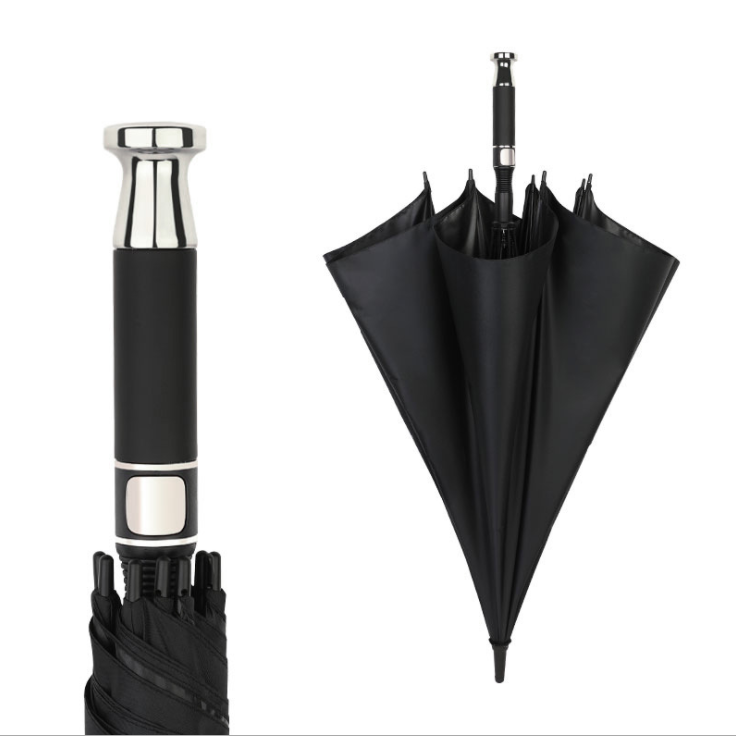 Black High Quality 27 Inch Strong Windproof Large Double-layer Pongee Golf Umbrella With Custom Logo Commercial Gift