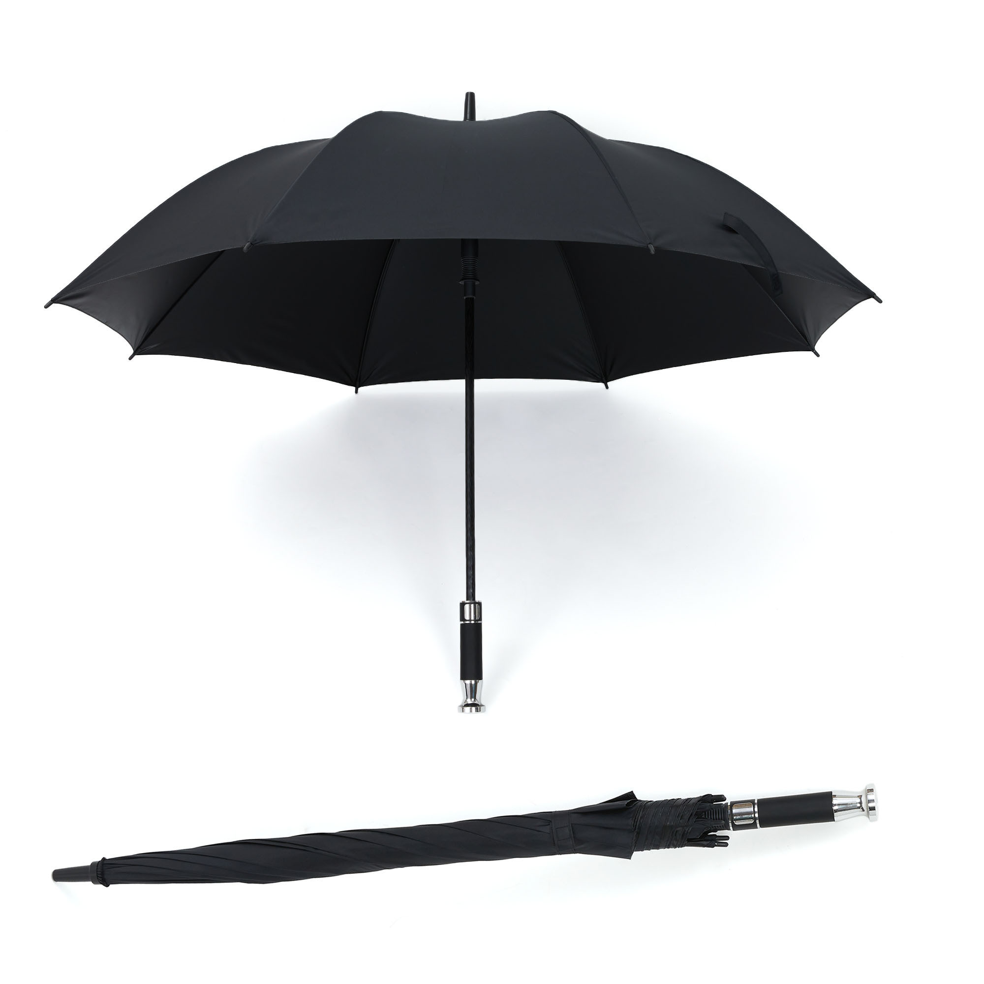 Black High Quality 27 Inch Strong Windproof Large Double-layer Pongee Golf Umbrella With Custom Logo Commercial Gift