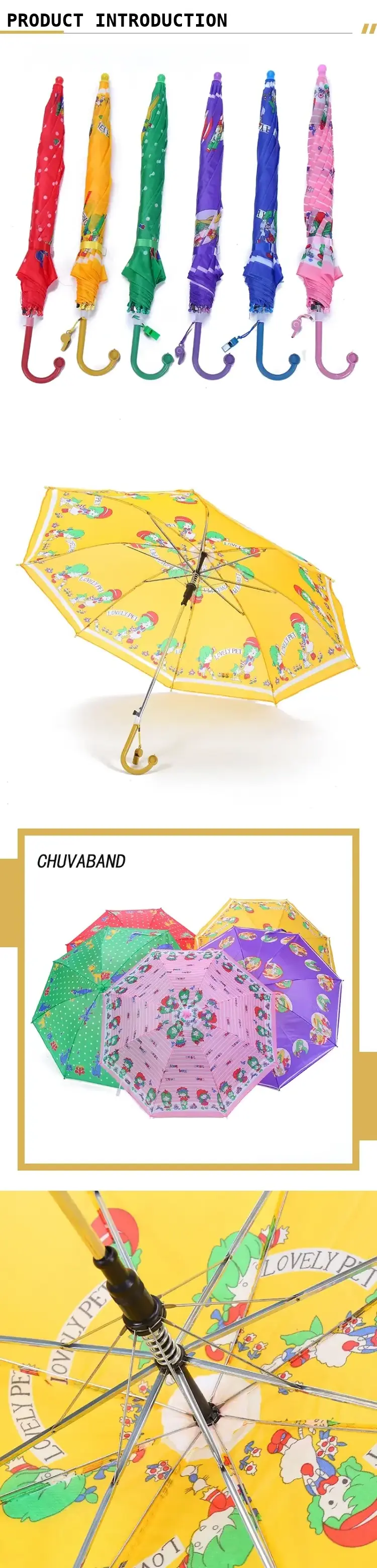 17 Inch 8 Ribs 45cm Long Handle Cartoon Printed Umbrellas Kids Children's Rain Umbrella Sunscreen Umbrellas For Boy Gi