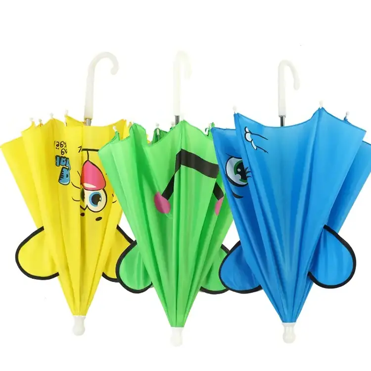 12 Inch 10k Children's Creative 3D Cartoon Diy Characters Long Handle Security Umbrella