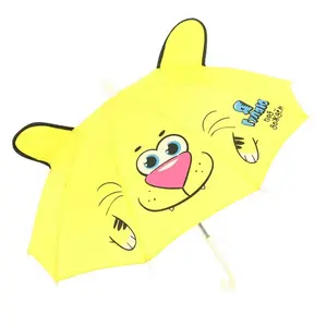 12 Inch 10k Children's Creative 3D Cartoon Diy Characters Long Handle Security Umbrella