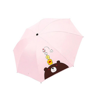 22 Inch 8K Cheap Uv Protection Cartoon Duck Print 3 Folding Umbrella Promotional