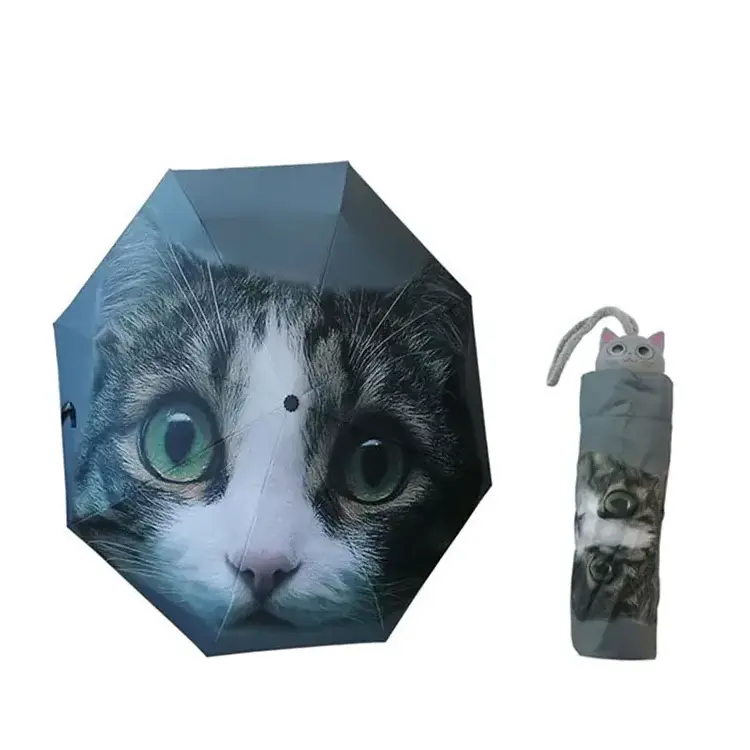 8K Fashion Digital Printing Dog Cat Pattern Umbrellas Manual Open Sunny Rainy Custom Print Umbrella For Women Parasol