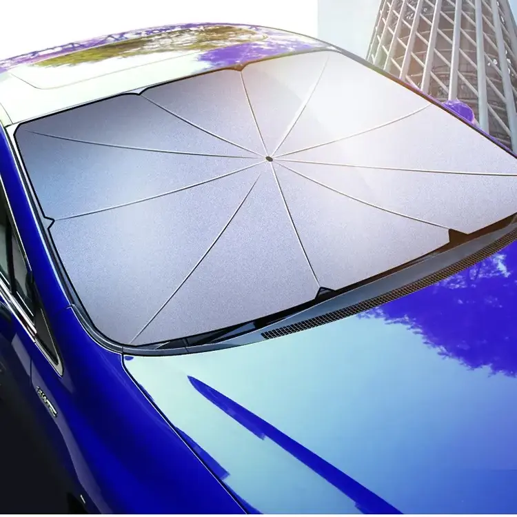 Silver Titanium Sun UV Protection Car Umbrella Sun Shade Windshield Sunshade Car Front Side Window Umbrella For Car