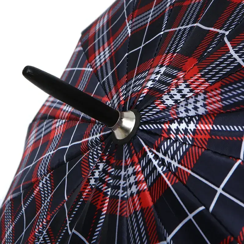 22 Inch 16k Wholesale Retro Plaid Large Fiberglass Golf Umbrella Shaft Windproof Waterproof Automatic Umbrellas