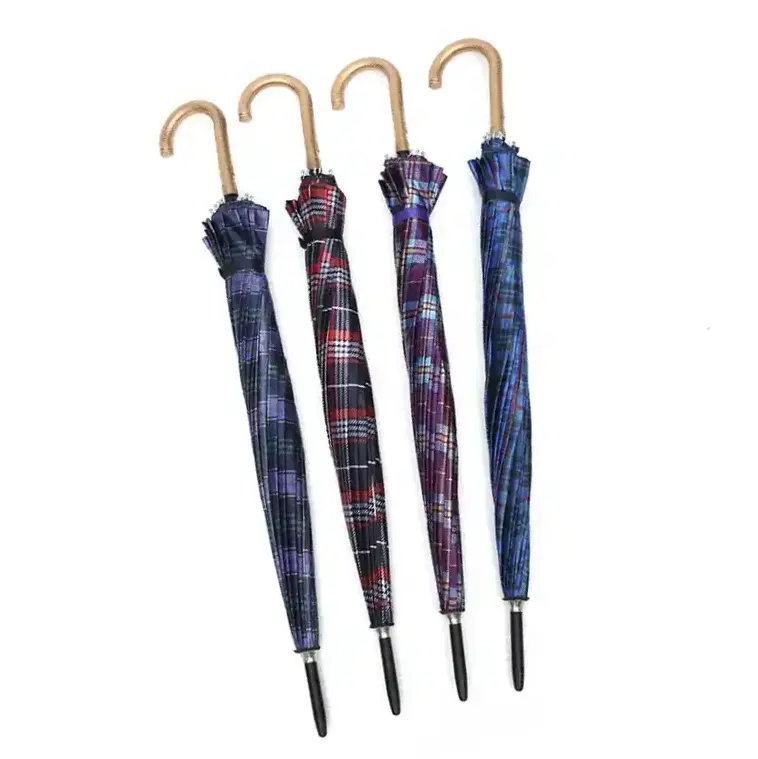 22 Inch 16k Wholesale Retro Plaid Large Fiberglass Golf Umbrella Shaft Windproof Waterproof Automatic Umbrellas