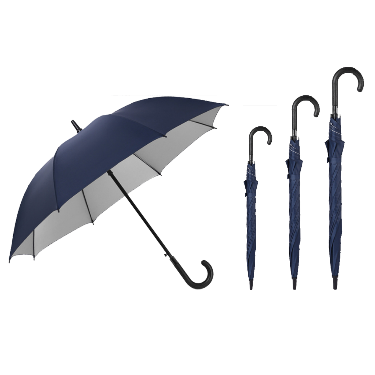 Wholesale 8k long handle business straight umbrellas silver coated sun shading advertising umbrellas with logo printing