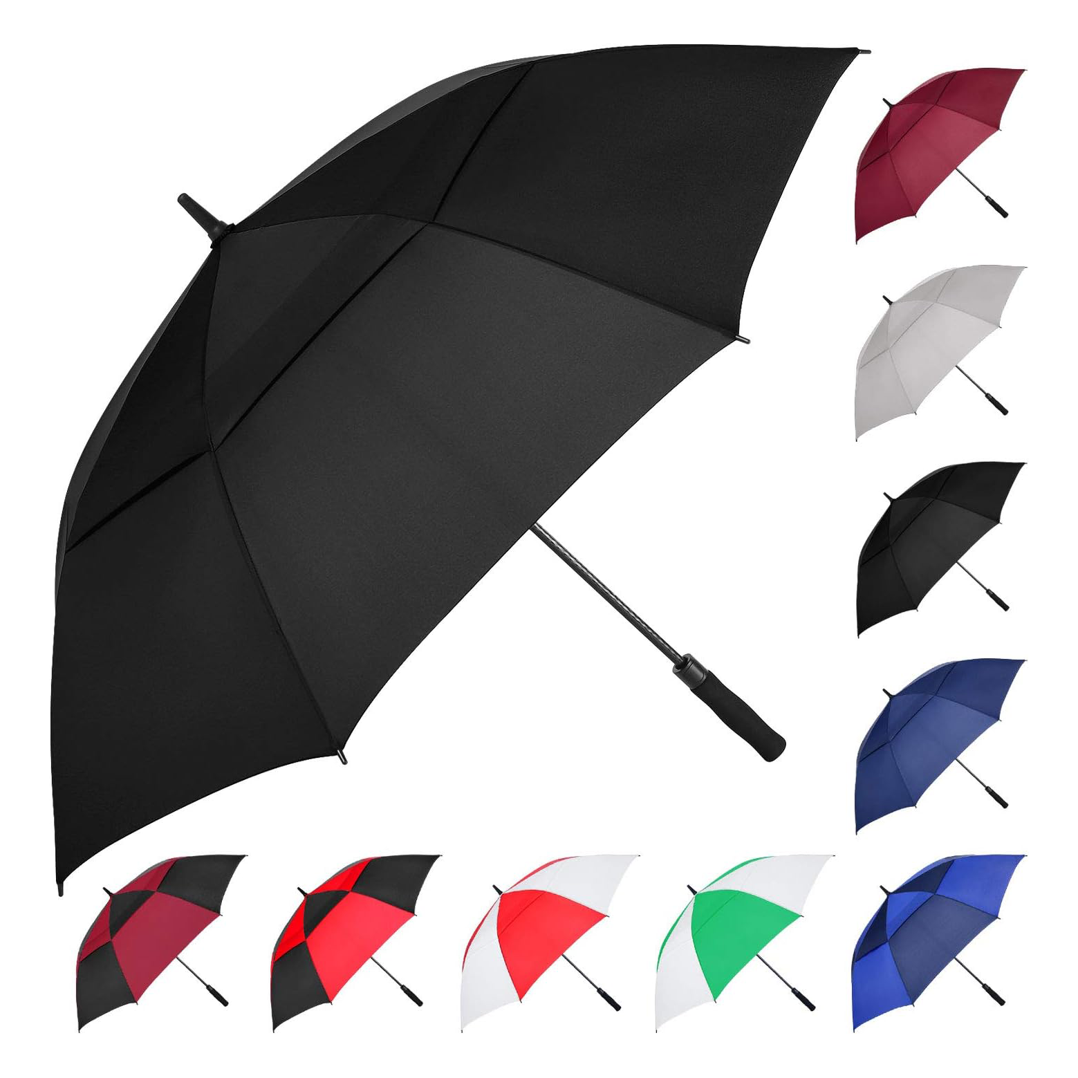 Innovative wholesale 30 inch large windproof logo prints big luxury promotional branded custom golf umbrella