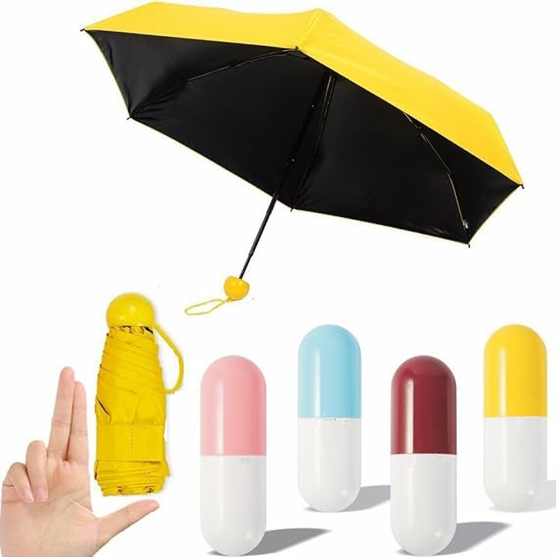 Ultra Lights and Small Mini Umbrella with Cute Capsule Case 5 Folding Compact Pocket Umbrella with logo