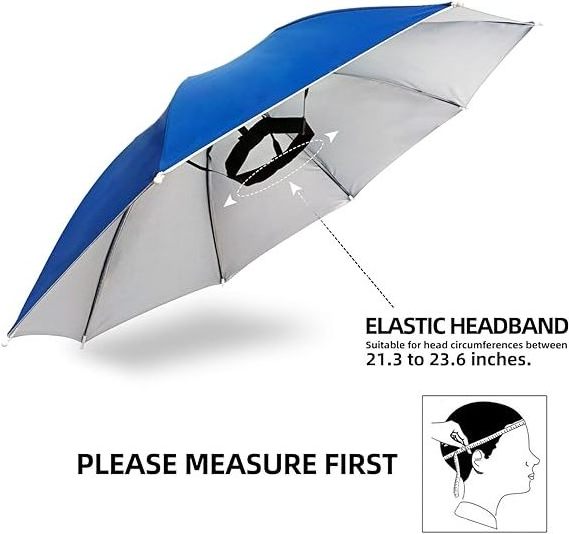 Umbrella Hat Elastic headband Umbrella Hats for Women Men Hands Free Umbrella for sun and rain with logo printing